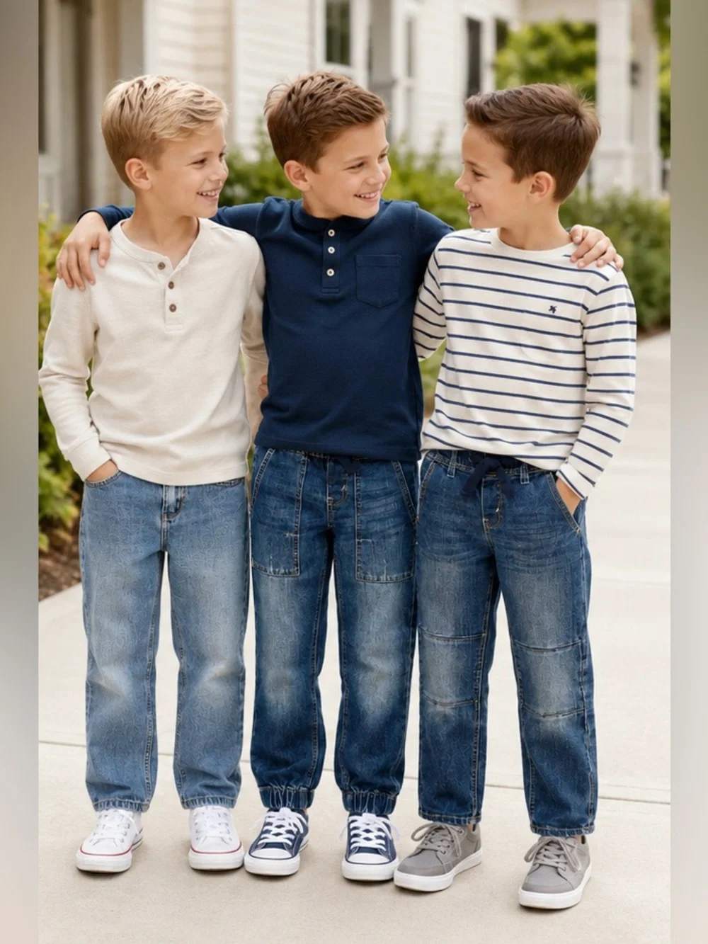 Boys Pull On Jeans Bundle Adjustable Waist Levi’s Denizen & Faded Glory Sz 6 & 8